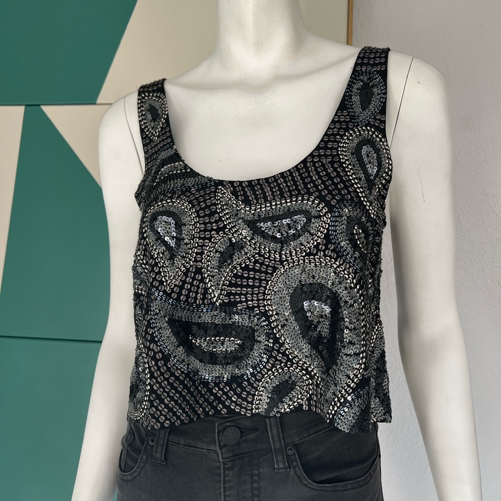Cleobella Cropped Sequin Tank Small